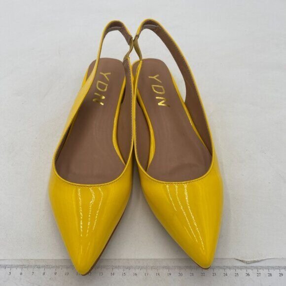 YDN Yellow Pointed Toe Slingback Low Heel Slide Sandals Comfortable Dress Pump - Picture 3 of 8